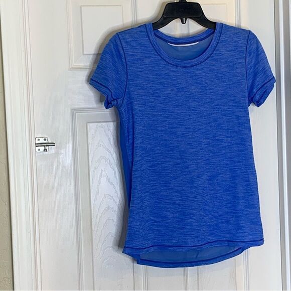 Lululemon Beat The Heat Short Sleeve Heathered Pipe Dream Blue Size 6 - Picture 3 of 7